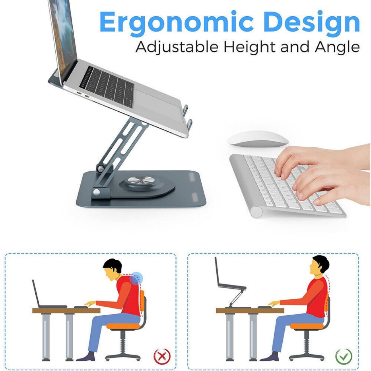 360° Metal Portable Laptop Tablet Stand Riser Bracket Adjustable Holder For Desk